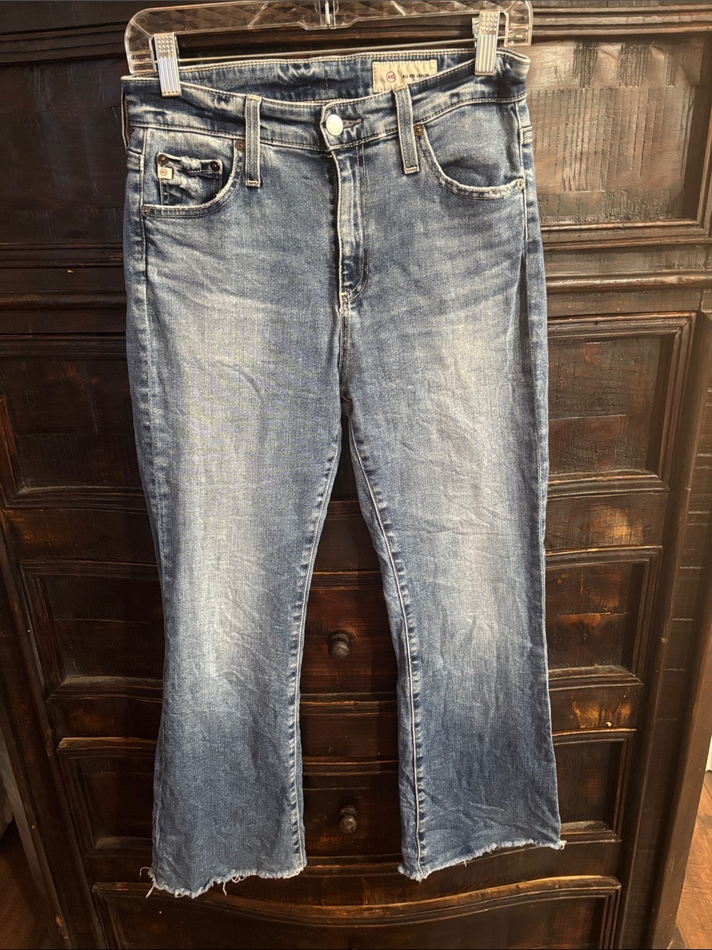 AG Adriano Goldschmied Farrah Mid-rise Bootcut Crop Jeans 14 years Fortuna 28